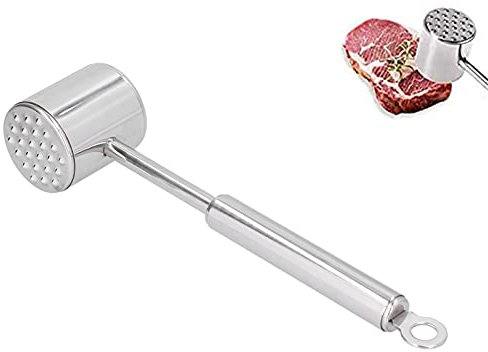 Martillo de carne de acero inoxidable, ablandador de carne pequeño de doble cara, triturador de carne, mazo de carne, herramienta para aplastar hamburguesas, ablandador de pollo