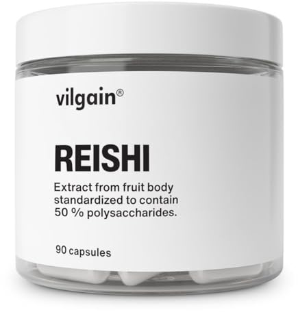 Vilgain Reishi – Immune System Booster & Heart Health Support, High-Potency Reishi Mushroom Extract with 50% Polysaccharides, Antioxidant-Rich Formula for Cholesterol Balance, 90 Vegan Capsules