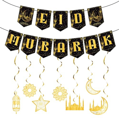 Ramadan deko set, eid mubarak ramadan banner,Inklusive ramadan kareem banner und ramadan girlande, ramadan mubarak islamische dekoration Geeignet für die Dekoration von Ramadan-Partys