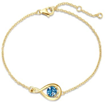 FANCIME London Blue Topaz Armband Damen Sterling Silber Gelbgold vergoldet Infinity Armkette November Dezember Geburtstein Armbänder für Frauen, Feiner Schmuck Geschenke für Ihre Mutter