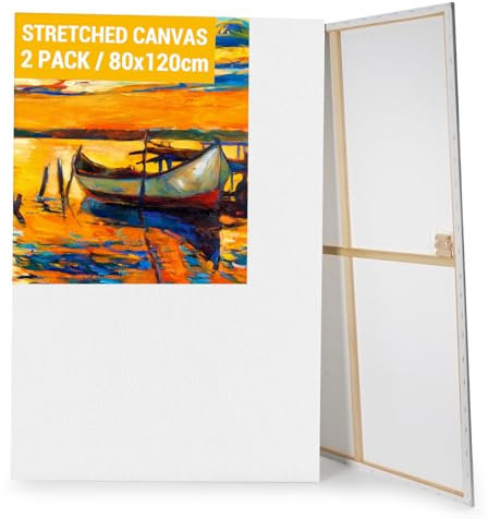 Koncci 2er-Set Leinwand zum Bemalen, 80x120CM Keilrahmen Leinwand Groß, Weiße Leinwände zum bemalen für Acrylfarben Ölgemälde, Canvas für Anfänger und Künstler