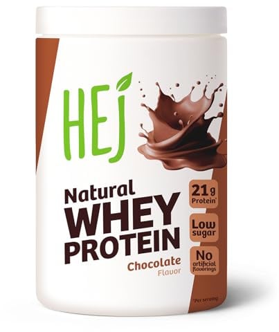 HEJ Whey Protein Pulver, Chocolate, 900 g, Eiweißpulver Shake, Muskelaufbau | Molkenprotein, Protein Shake, Proteinpulver, Fitness, hohe Bioverfügbarkeit, klumpenfrei löslich, ohne unnötige Zusätze