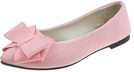 Pumps, scarpe da sposa basse da donna, con grazioso fiocco, alla moda, eleganti, classiche, piatte, antiscivolo, con suola morbida, scarpe da ballo, Colore: rosa., 42 EU