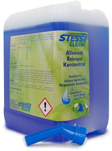 StessiClean Allzweck Reiniger Konzentrat – 5 Liter – mit Apfelduft – pH-neutral & hochwirksam – gegen Fett, Öl, Kleber & Schmutz