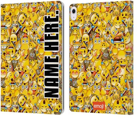 Head Case Designs Officially Licensed Custom Customised Personalised emoji® Smiley And Print Name Patterns Leather Wallet Case Compatible With Apple iPad Air 13 2024/2025