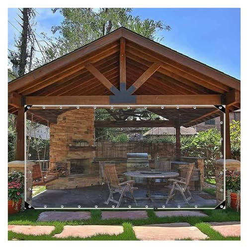 BUJNIE Telo Trasparente Telone Occhiellato Impermeabile PVC Trasparente Teloni Pieghevoli Resistente alle per Magazzino, Deposito, Giardinaggio, Cortile, Piscina (1.8x1.8m/5.9x5.9ft)