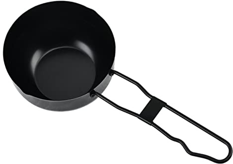 Sosoport Mini Deepened Iron Stew Pot 11.7cm Diameter Single Person Cooking Casserole Handle for Outdoor Picnic Camping Food Preparation