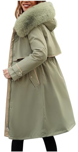 Wyongtao Manteau Femme Hiver Épais Et Chaud Doudoune Femme Avce Chapeau En Fausse Fourrure Veste Duvet Matelassée Longue Grande Taille Blouson Chic Et Chaude Manteaux Avec Poche Unie Décontractée