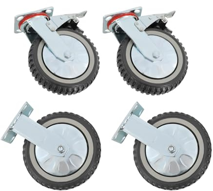 4 Stück Transportrollen, 200mm Schwerlastrollen Bockrolle Industrierollen Outdoor-Hochleistungsräder Tragkraft 700 kg