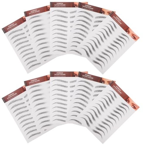 ibasenice Augenbrauenaufkleber Schwarz 10 Stück 3D Imitationsaugenbrauen Tattoo Sticker Einfach Anzuwenden für Anfänger und Frauen