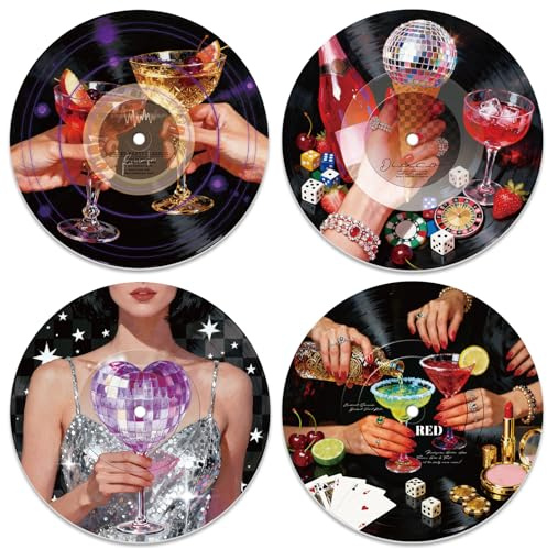 DOODLREAM 4 Stück Discokugel Schallplatten Wanddeko 30cm Hippie Party Wandkunst Poster Für Ästhetische Raumgestaltung Retro Schallplatten Deko Für Musikpartys Studios Wohnzimmer – DIY Bastelprojekt