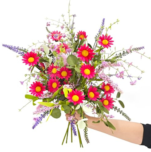 ＴＡＫＵＭＩ∞Ｘ Takumi∞X 6 pcs Kunstblumen wie echt Frühling Künstliche Blumen Deko Gänseblümchen Fake Blumen Seidenblumen Kunstzweige für Vase Esszimmer Wohnzimmer Dekoration Friedhof Deko Blumen