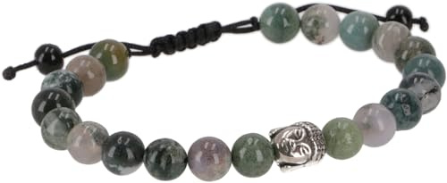 GURU SHOP Mala Armband, Handmala Buddhaperle, Buddhistischer Schmuck 8 mm - Achat/Grün