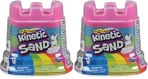 Kinetic Sand Regenbogen Einhorn Behälter - mit 141 g magischem kinetischem Sand aus Schweden in verschiedenen Farben geschichtet, für Kinder ab 3 Jahren (Packung mit 2)