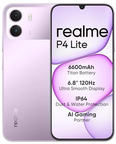 Smartphone realme P4 Lite 4G, 4GB+128GB, Display LCD HD 120Hz 6,8, Batteria Titan 6600mAh, Ricarica 15W, Ricarica inversa 6W, IP64, Sistema Next AI, Viola Pulse (Senza caricabatterie)