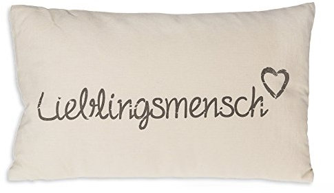 Haus und Deko Lieblingsmensch Kissen Bezug 30x50 cm Baumwolle Kissenhülle Baumwolle Dekokissen Beige mit Taupe