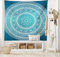 ABAKUHAUS Türkis Ombre Wandteppich, Mandala Medaillon Sternendesign mit Blume in der Mitte Kunst, aus Weiches Mikrofaser Stoff Wand Dekoration Für Schlafzimmer, 230 x 140 cm, Dunkel-Türkis