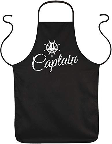 Tini - Shirts Kapitän Sprüche Grill-Schürze - lustige Schürze : Captain - witzige Kochschürze