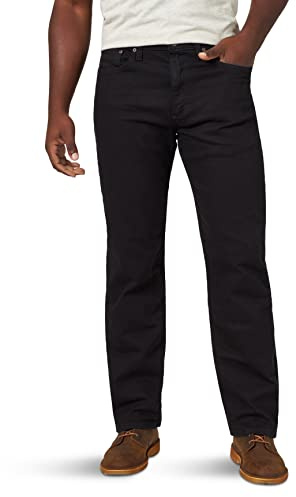 Wrangler Authentics Men's Classic 5-Pocket Relaxed Fit Jean, Black Flex, 32W x 34L