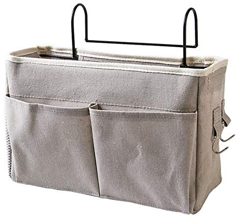 Nuluxi Betttaschen Hochbett Hängetasche Bett Hängetasche Organizer Anti-Rutsch Betttaschen Multifunktionale Organizer Hängetasche Aufbewahrungstasche Geeignet für Buch, Magazin, Kopfhörer (Grau)