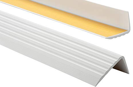 PVC Treppenkantenprofil Selbstklebend Winkelprofil Anti-Rutsch Treppenkante 41x25mm 1,8m, Hellgrau