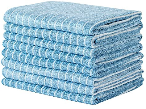 gryeer 8er-Set Bambus und Microfaser Geschirrtücher, Super weiche, saugfähige Küchentücher, 45 x 65cm, Blau