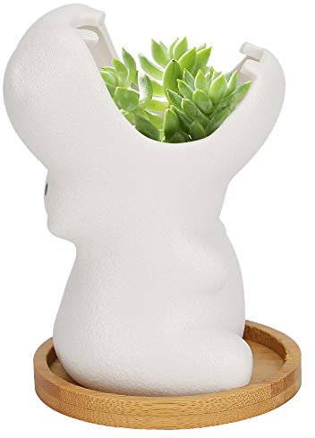 Herefun 9.5CM Maceta Pequeña de Cerámica Blanco, Cerámica Cactus Macetas Hipopótamo, Animales Animados Macetas, Maceteros Decorativos Ideal para el Hogar, Oficina, Interiores, Exteriores