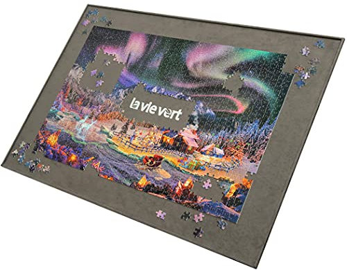 LAVIEVERT Holzpuzzle-Brett, Puzzle-Aufbewahrung, Puzzle-Sparer mit Rutschfester Oberfläche für bis zu 1500 Teile - grau