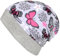 Wollhuhn ÖKO Leichte Mädchen/Jungen Beanie-Mütze Bündchen Elastisch Übergangszeit/Sommer Kinder-Mütze Baumwolle (Öko-Stoffe, Bio) 22222235 (Schmetterlinge Grau/Rosa, S)