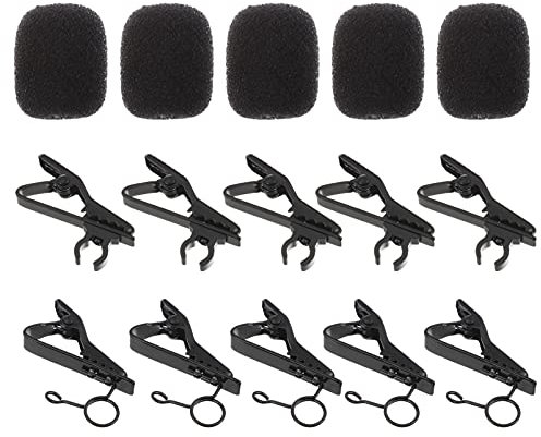 Milisten Wireless Lapel Mic 18pcs/ set Lapel Microphone Tie Clips Lavalier Microphone Replacement Sponge with Foam Windscreen Cover for Speeching Teaching Communicating Wireless Microphone