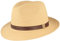 Breiter Sombrero de Sol Estilo Bogart Sombrero de Verano de Paja de Papel 100% Ligero Flexible Agradable a la Piel y Cómodo, Color Beige - Correa de Piel sintética S