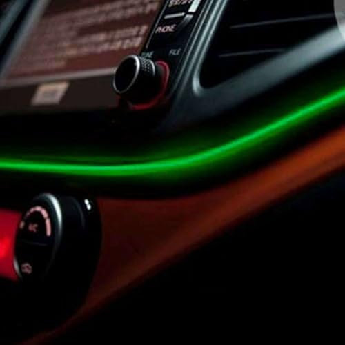Recambo 5M EL Wire LED Ambiente Beleuchtung, 12V Flexible Neon Lichtleiste, Innenraumbeleuchtung für Auto, Inverter Inklusive, Wasserdichtes Ambientelicht für PKW, Grün
