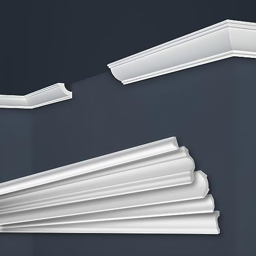 Marbet Design Baguettes de plafond en polystyrène XPS - Qualité supérieure - Légères et robustes - Design moderne - 2 m - E-28-80 x 80 mm - Pour salon