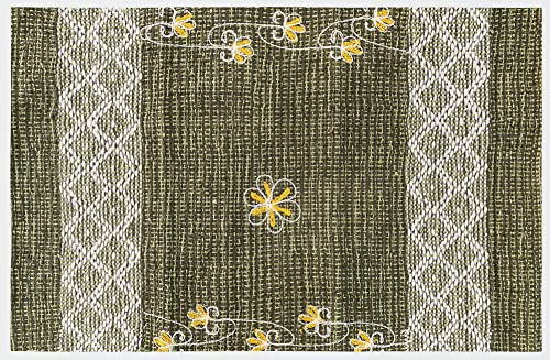 HOME ZEN HOUSEHOLD LINEN Teppich aus Baumwolle, Artikel Cuba, maschinenwaschbar, bestickt, saugfähig, gewebt, Stoff für Bad, Küche, Schlafzimmer, Haus, 50 x 170 cm, Grün