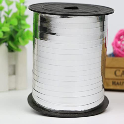CC wonderland zone Silber Geschenkband Spule (457m x 5mm) Ringelband,Ballonband für Bastelprojekte und Geschenke
