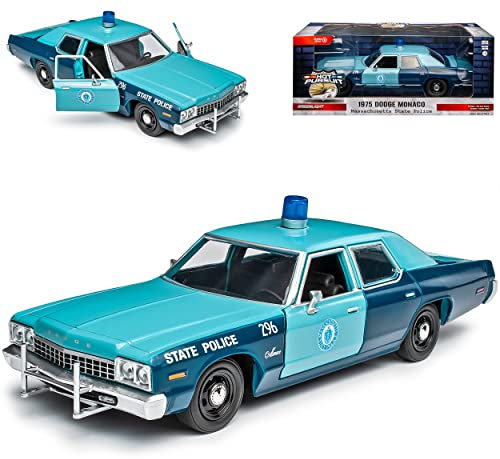 Grenlight Dodge Monaco Police Polizei Massachusetts State Police 1975 1/24 Greenlight Modell Auto