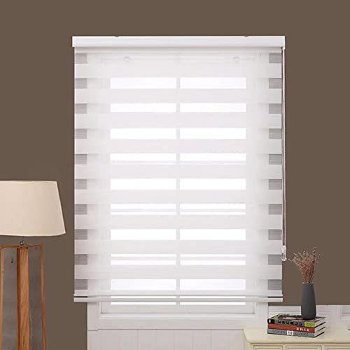 LLPEIJIE026 Doppelrollo mit weißer Aluminiumkassette,Duo Rollo Sonnenschutzrollo Fensterrollo für Fenster & Türen Zebrarollo Seitenzugrollo,mit Zubehör,Maßgeschneiderte Größe (W130xH190cm/51x75in)