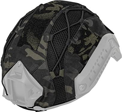 TOPTACPRO Housse de Camouflage pour Casque Tactique pour Fast Casque de Taille M/L, Équipement de tir de Paintball 500D Nylon (Multi-Camo Black)
