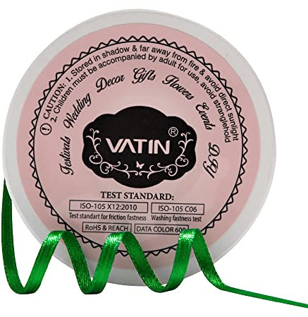 VATIN 25 Meter Satinband Grün 3MM Schleifenband Band geschenkband Dekoband satinband