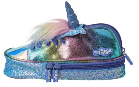 Smiggle Sneaker Pencil Case (Gleam Glitter Blue Unicorn)