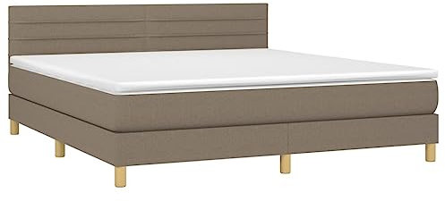 vidaXL Boxspringbett mit Matratze Bett Polsterbett Bettrahmen Bettgestell Lattenrost Doppelbett Hotelbett Schlafzimmerbett Taupe 180x200cm Stoff