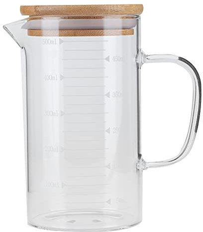 Taza de Agua Boro silicato Vaso medidor de Vidrio con Tapa Resistente al Calor, Taza Resistente al Calor, Vaso de Jugo de cóctel, Botella de vajilla Accesorios para Leche, Restaurante CilAdults DREN