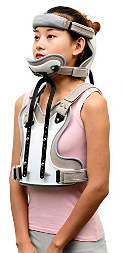 FOOJO Verstellbare Orthese zervikale Thorax-Halo-Klammer Kopf Hals Brust Thorax-Orthese Frakturfixierung Halswirbel-Rehabilitationsstütze grau