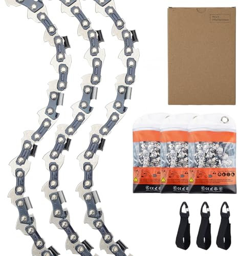 Paquete de 3 cadenas de sierra de poste de 10 pulgadas, 40 eslabones de transmisión, paso LP de 3/8 pulgadas, calibre de 0.43 pulgadas, cadena de motosierra de retroceso bajo compatible con Husqvarna,