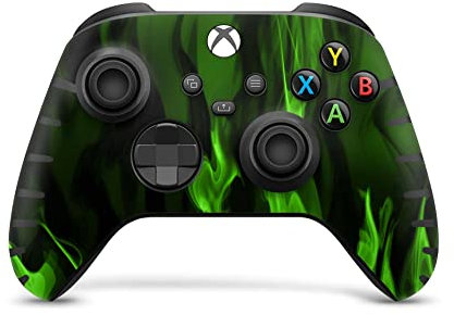 Skins4u Gamepad Wrap Aufkleber kompatibel mit Xbox Series S X Controller Design Schutz Folie Faceplate Cover Vinyl Skins Gruene Flammen