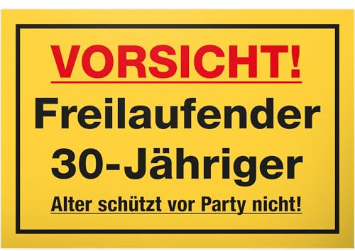 DankeDir! Freilaufender 30 Jähriger - Schild 30 x 20 cm - Geburtstagsdeko Dreißig Geschenkidee Partydeko Geburtstagskarte - Geburtstagsgeschenk 30er Geschenk 30 Jahre Freund 30. Geburtstag Männer