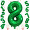 40 Inch Emerald Green Number 8 Balloons, Large Foil 8th Birthday Balloon Decorations for Girls, Dark Green Self Inflating Happy Birthday Party Jungle Anniversary Celebration Boys Kids Decor Supplies