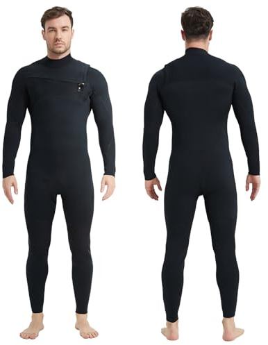 Lemorecn Men’s Surfing Wetsuit Super Stretch Neoprene 4/3mm Chest Zip Full Wetsuit for Men(MC0401-M)