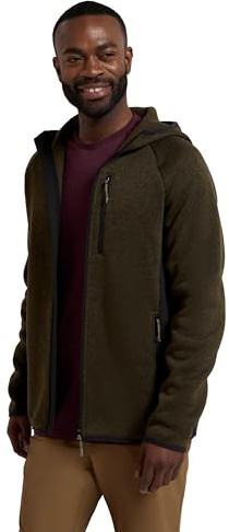 Mountain Warehouse Mens Hooded Fleece - Anti-pill, Stretch Panels Sweatshirt - Best for Spring Summer, Camping, Outdoors, Travelling & Hiking Dark Khaki M