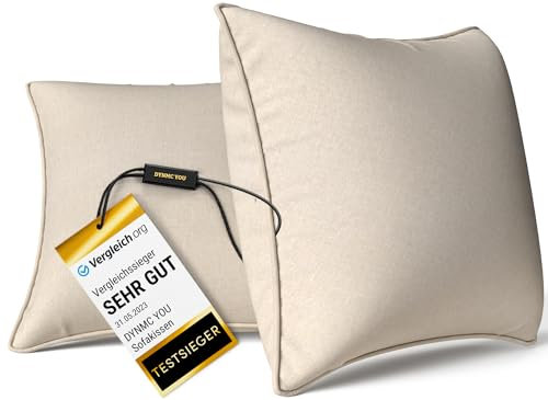 Sofakissen mit Füllung und Bezug - Sofakissen 40x40 cm - Couchkissen Beige 2er Set mit viel Füllung – OekoTex zertifizierte Zierkissen für Sofa & Couch – Bequeme Dekokissen Wohnzimmer, Schlafzimmer